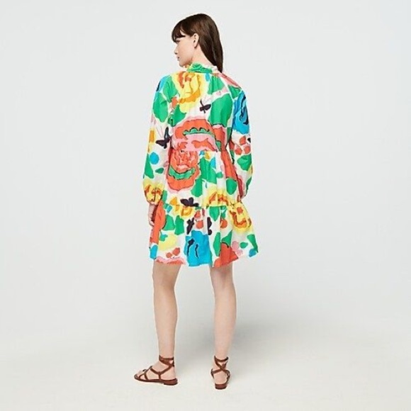 J.Crew Tiered popover Dress in Ratti® Jardin Floral Size Small - Picture 3 of 10